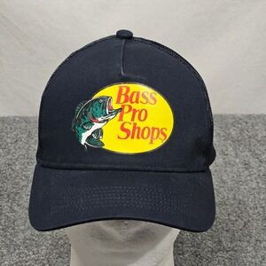 Bass Pro Shops Trucker Hat Black Mesh Logo Outdoor Fishing Snapback